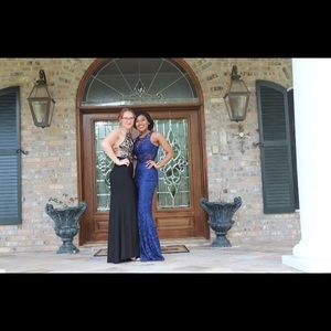 NAVY Lace Two Piece Prom Dress